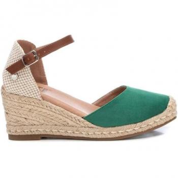 Sandalias de Cuña Xti Verdes con Hebilla y Cuña de Yute de 7 Cm para Mujer