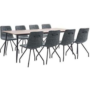 vidaXL Juego de Comedor 9 Piezas Cuero Sintético Mobiliario Decoración Interior Casa Hogar Robusto Duradero Resistente Funcional Práctico Útil Negro