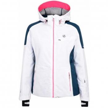Dare 2b Inventor Waterproof & Breathable AEP Kinematic Ski & Snowboard Jacket with High Loft Insualtion and Wire Peaked Hood Chaquetas aislantes Impermeables, Mujer, White/Blue Wing, 10