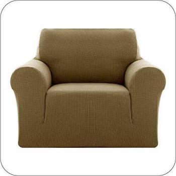 UMI. by Amazon Funda Sofa Suave Elastica de Color Liso 1 Plaza Marrón Oscuro