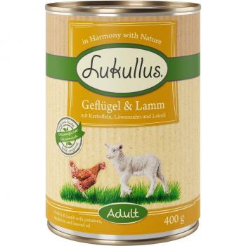 Lukullus Adult 6 x 400 g - Pato y Ternera, Sin Cereales