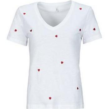 Only ONLKETTY Women's V-Neck T-Shirt in White