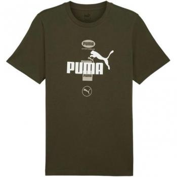 Camiseta casual Puma Power Graphic hombre verde manga corta (M)