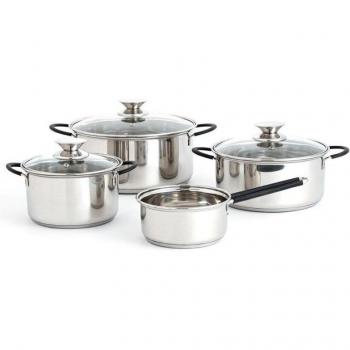 Set de 4 Ollas Sensory Quid Acero Inoxidable Ø14/Ø20/Ø24 Cm, Cuerpo de Acero Inoxidable, Diseño Moderno y Atemporal, Mango Remachado, Material 100%