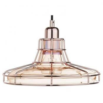 Lámpara Colgante de Cobre con Pantalla de Vidrio Estilo Vintage Antiguo Torre