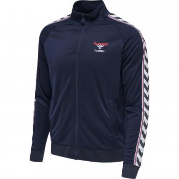 Hummel Lerby Poly Jacket Azul XS Hombre, chaqueta de chándal con cremallera, tejido poliéster, diseño deportivo, corte ajustado, bolsillo frontal con cremallera