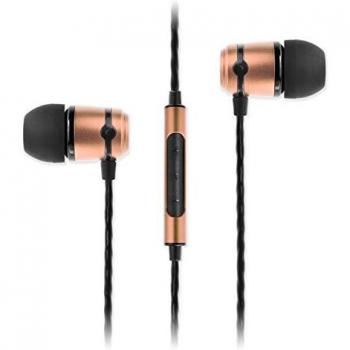 SoundMAGIC E50C - Auriculares intrauditivos estéreo, con Cable y micrófono, Alta fidelidad, Aislamiento de Ruido, Ajuste cómodo, Negro y Dorado