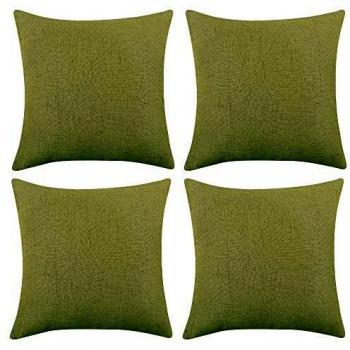 Deconovo Funda para cojin de Lino Prodector del Mueble 4 Piezas 60x60cm Verde