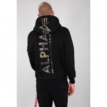 Alpha Industries Men's Back Print Camo Hoodie - Black/Woodland