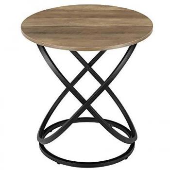 Mesa de Centro Redonda Lumsden 61 x 59 cm - Aglomerado Efecto Madera y Metal Negro