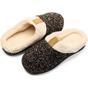 Zapatillas de Estar por casa Mujer Hombre Espuma de Memoria Invierno Interior Pantuflas Caliente Forro Ultraligero Cómodo y Antideslizante,Marrón,38/39 EU