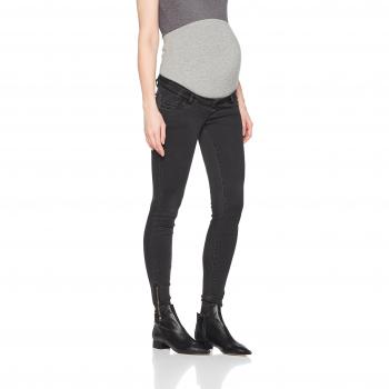 MAMALICIOUS Mlunita Slim Black Zip Jeans, Pantalones Premamá para Mujer, Negro
