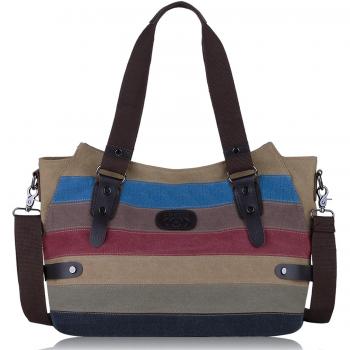 Coofit Bolsos de Mujer Bolso Bandolera Multicolor Rayas Lona Bolso Hombro Mujer Bolso Bandolera Bolso Totalizador