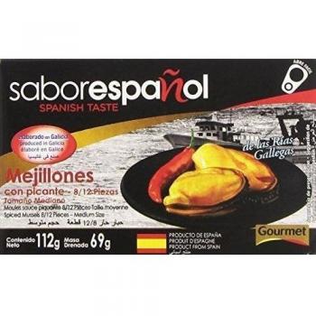 Gourmet SaborEspañol - Mejillones con picante de las Rías Gallegas - tamaño mediano - 69 g