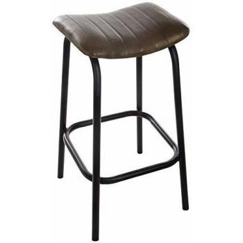 Taburete de Bar de Cuero Natural Elegante para Hogar - Marrón - Atmosphera