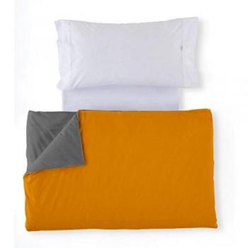 ESTELA - Funda nórdica Reversible Combi Liso Bicolor - Color Maíz-Plomo - Cama de 135/140 cm. - 50% Algodón / 50% Poliéster - 144 Hilos
