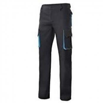 VELILLA - Pantalón Bicolor Multibolsillos con Refuerzo de Tejido 103004 Hombre Negro-Celeste 52