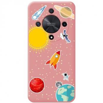 Funda de Silicona Líquida Rosa con Diseño Espacial para Huawei Honor Magic 6 Lite 5G