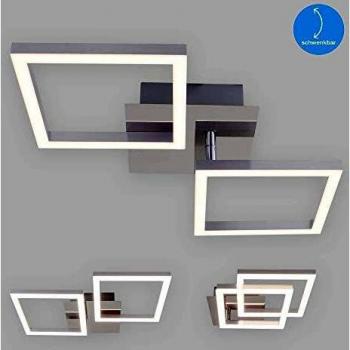 Plafón LED Frame, 3000 K, cromo, 47x22,6x7,3 cm, 5.5W, luz cálida