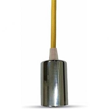 Lámpara Colgante de Metal Cromado con Cable Amarillo E27 1m IP20 - Modelo VT-7338