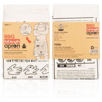SUCK UK Delantal guía de Cocina -Barbacoa, Cotton, Natural, 88x87x0.3 cm