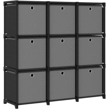 vidaXL 9-Cube Display Shelf with Boxes Black 103x30x107.5 cm Fabric