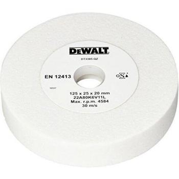 Dewalt DT3385-QZ DT3385-QZ-Muela para esmerilar y afilar de óxido de Aluminio Blanco, 80mm, Espesor: 125mm, diámetro Interior: 25mm, 0 W, 0 V