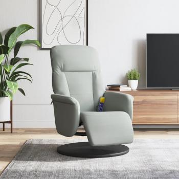 Sillón reclinable masaje con reposapiés terciopelo gris claro, gris oscuro y negro - vidaXL Sillón cómodo para dormitorio, silla relax, sillón sofá