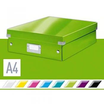 Caja Organizador LEITZ Click & Store WOW, tamaño M, verde, con separadores y hecha de cartón reciclado