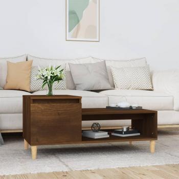 Mesa de centro vidaXL madera contrachapada 100x50x45 cm en Blanco, Negro y Roble Marrón, acabado brillante, ideal para salón o comedor