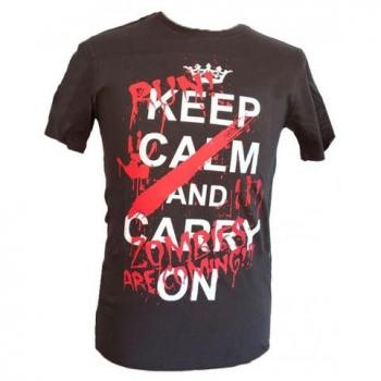 Camiseta Negra Keep Calm and Carry Talla XL