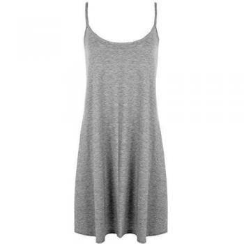 WearAll - Mujeres Tallas Grandes llanura Abocinado Corto Mini Vestido Top - Gris claro - 52-54