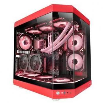 Mars Gaming MC-3T Semitorre ATX Triple Cristal Templado Soporte Refrigeración Líquida Cámara Dual 3x Slots PCI Verticales USB-C 3.0 Roja
