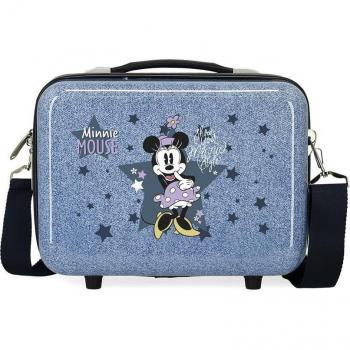 Neceser Disney Minnie Style Adaptable a Trolley Rígido con Bandolera para Mujer, Azul, 29x21x15cm, Capacidad 9L