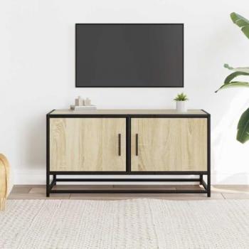 Mueble TV metal y madera ingeniería roble Sonoma 80x34,5x40 cm