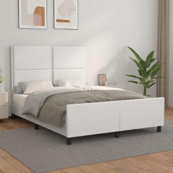 Cabecero de cama blanco 140x190 cm con estructura de cuero sintético