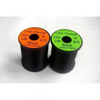 UNI 1 x Hilo Atado de Moscas - Negro - 200 Yardas