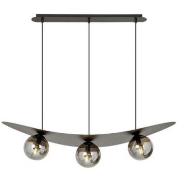 Lámpara de Suspensión Aura EPIKASA, Acero con recubrimiento en polvo y Vidrio, Color Negro y Gris, Dimensiones 97,5x100x30 cm