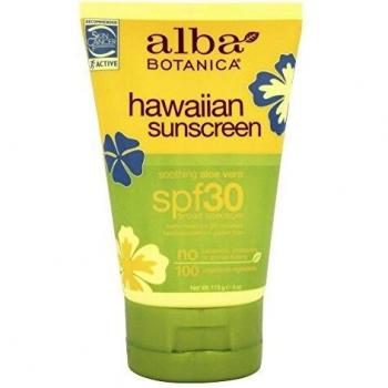 Protector Solar Hawaiano Alba Botanica con Aloe Vera Calmante SPF 30, 3 oz (paquete de 1)