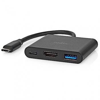 Concentrador USB 3.0 Nedis, 3 Puertos (1 HDMI, 1 USB-A, 1 USB-C), Negro