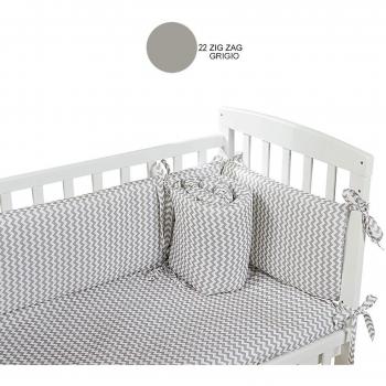 Picci revestimiento textil 4 piezas para cuna Lella Zig Zag Color Gris