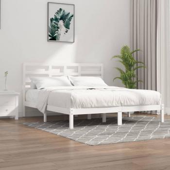 Estructura de cama madera maciza blanca Super King 180x200 cm