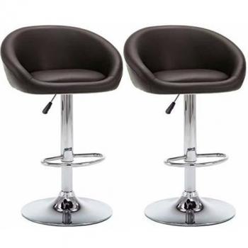 vidaXL 2X Sillas de Bar Cuero Sintético Marrón Taburete Asiento Cocina Comedor