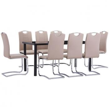 Juego de comedor 9 piezas cuero sintético color capuchino