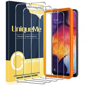 UniqueMe [4 Pack] Compatible con Samsung Galaxy A50 / Galaxy M31 Protector de Pantalla, Vidrio Templado [9H Dureza] HD Film [Sin Burbujas] [Marco de Alineación] Cristal Templado.