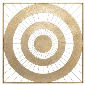 Cuadro Decorativo de Pared Atmosphera Louise en Hierro Envejecido 90x90 cm, decoración de pared de metal dorada