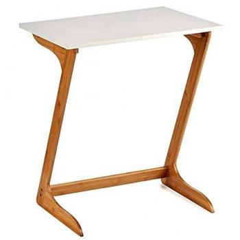 Mesa Auxiliar Kinvara de Bambú Marrón y Blanco 40x68,5x60 cm