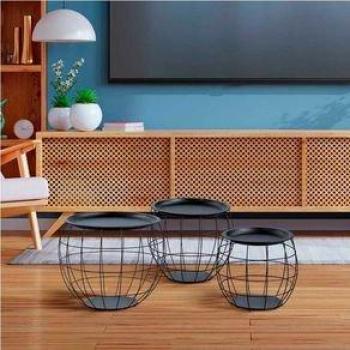 Set 3 Mesitas de Centro Redondas Baloon con Almacenaje Interior - Thinia Home