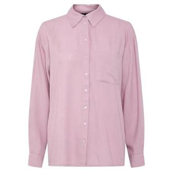 Camisa de mujer Pieces Pia, corte relajado, mezcla de viscosa y lino, color rosa, talla M