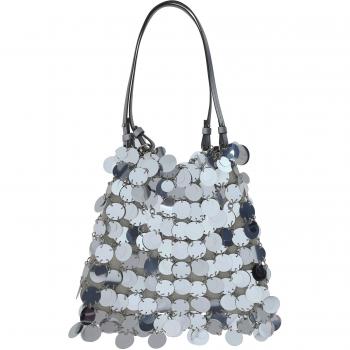 Paco Rabanne Women's Metallic Sparkles Tote Bag in Silver, One Size, Modern Elegance
